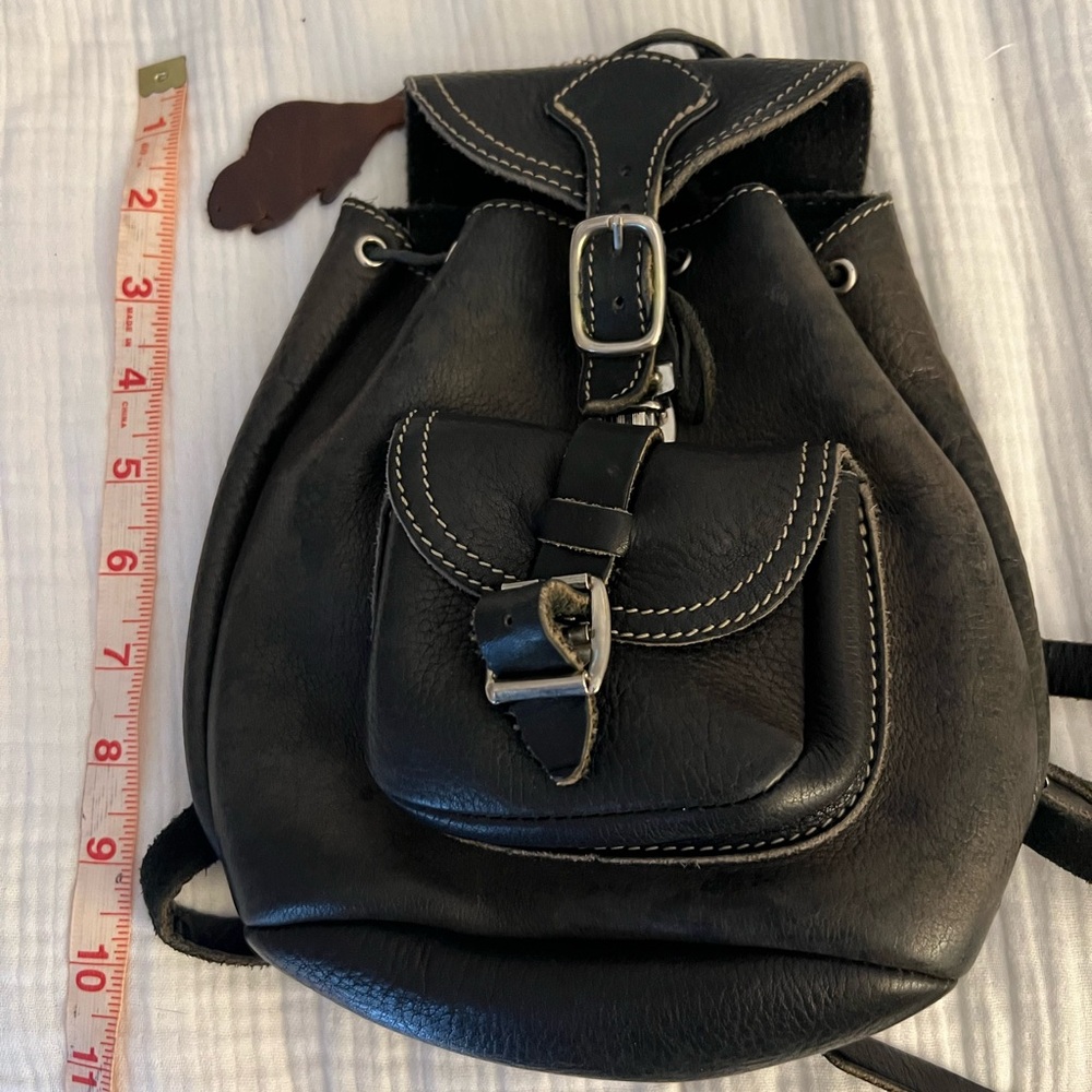 Roots Canada Vintage Mini Backpack. Black leather